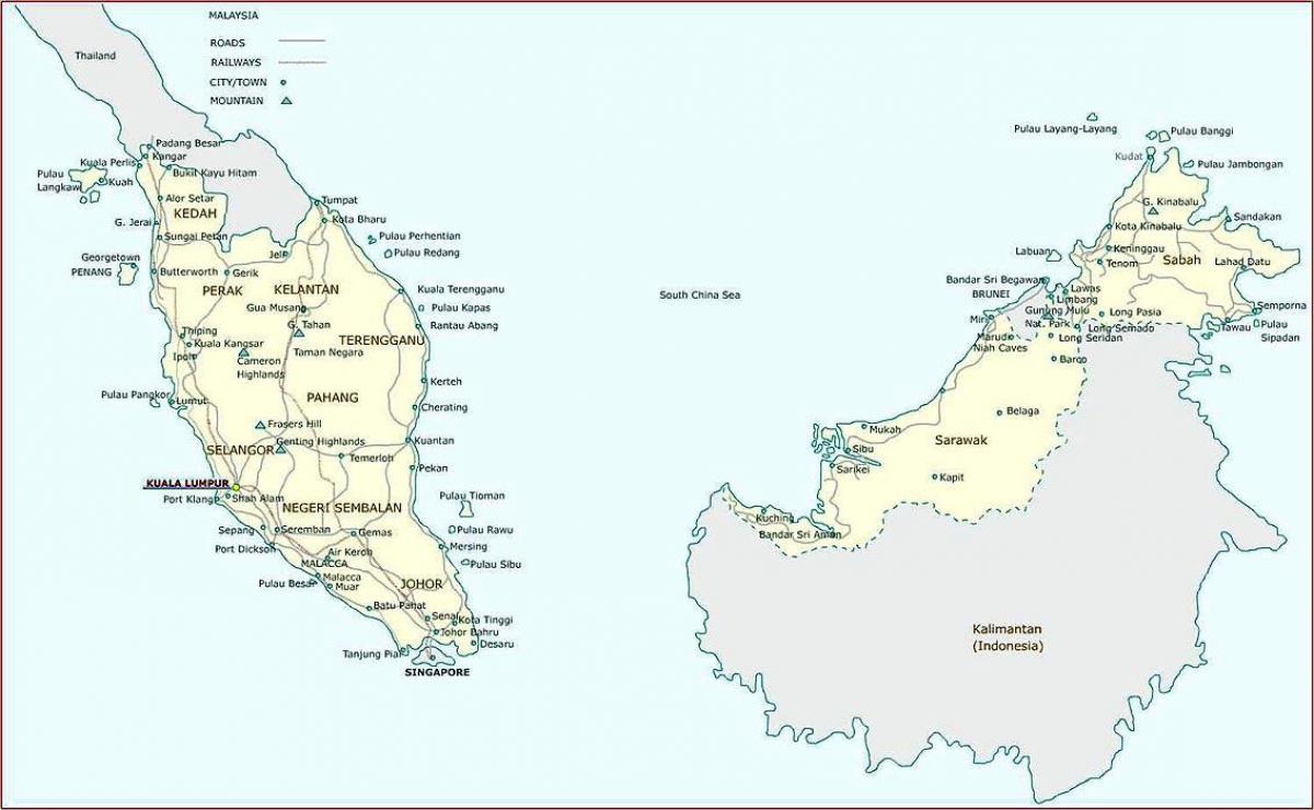 ətraflı xəritəsi Malayziya