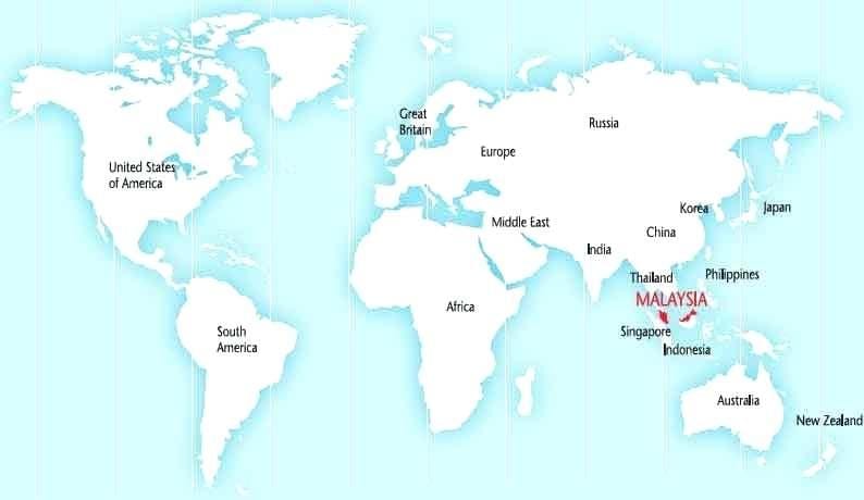 dünyanın xəritəsi gösteren Malayziya