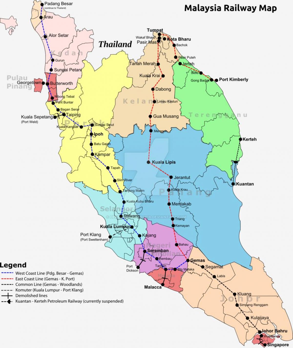 Dəmir yolu xəritəsi Malayziya