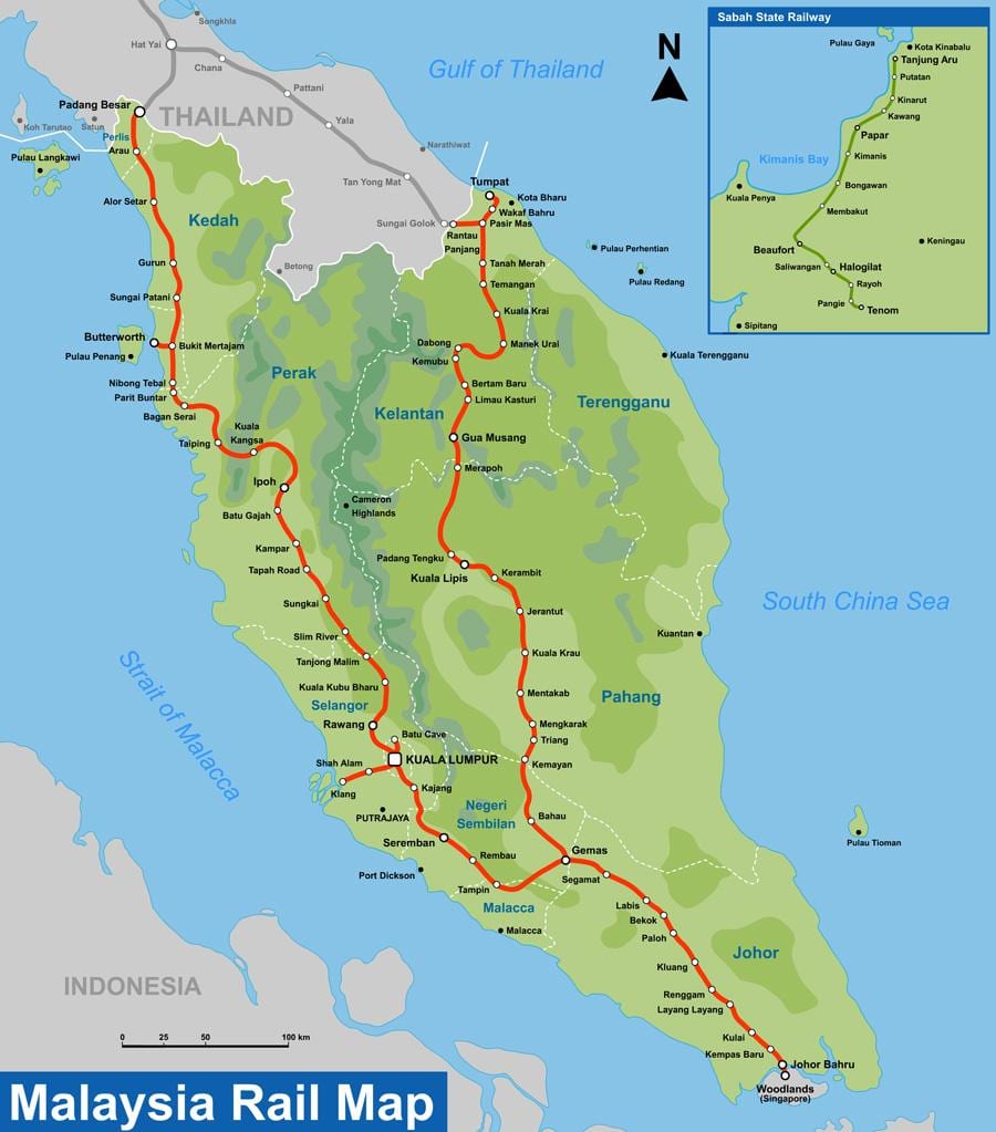 Malayziya Dəmir yolu xəritəsi 2016