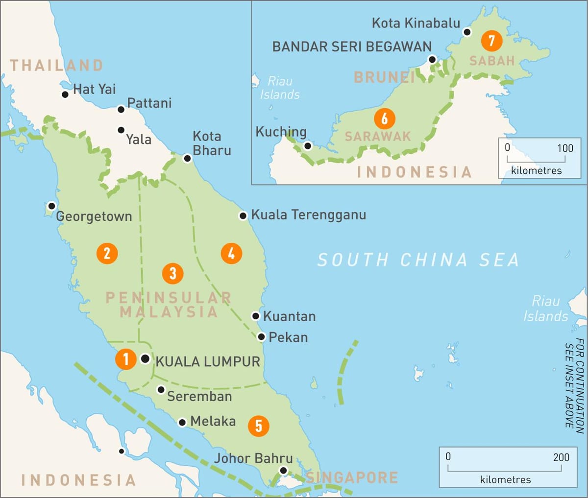 Malayziya regionların xəritə