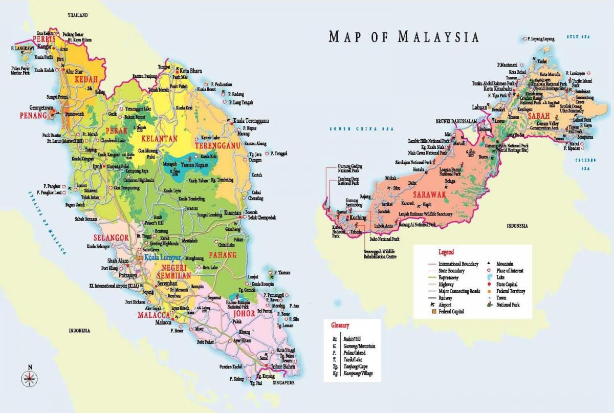 turizm xəritəsi Malayziya