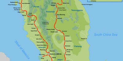 Malayziya Dəmir yolu xəritəsi 2016